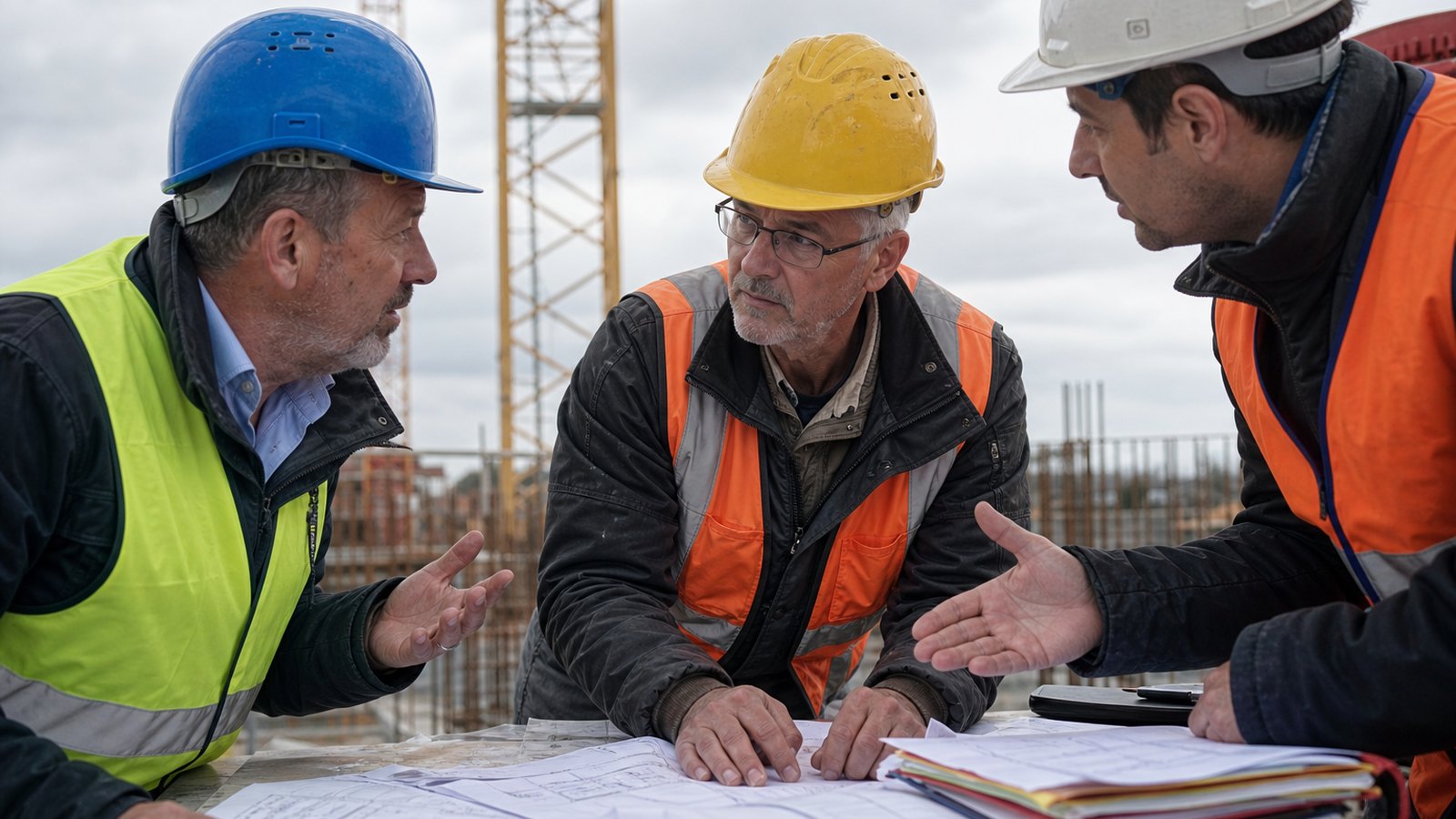 Examen d'un dossier de chantier lors d'un litige