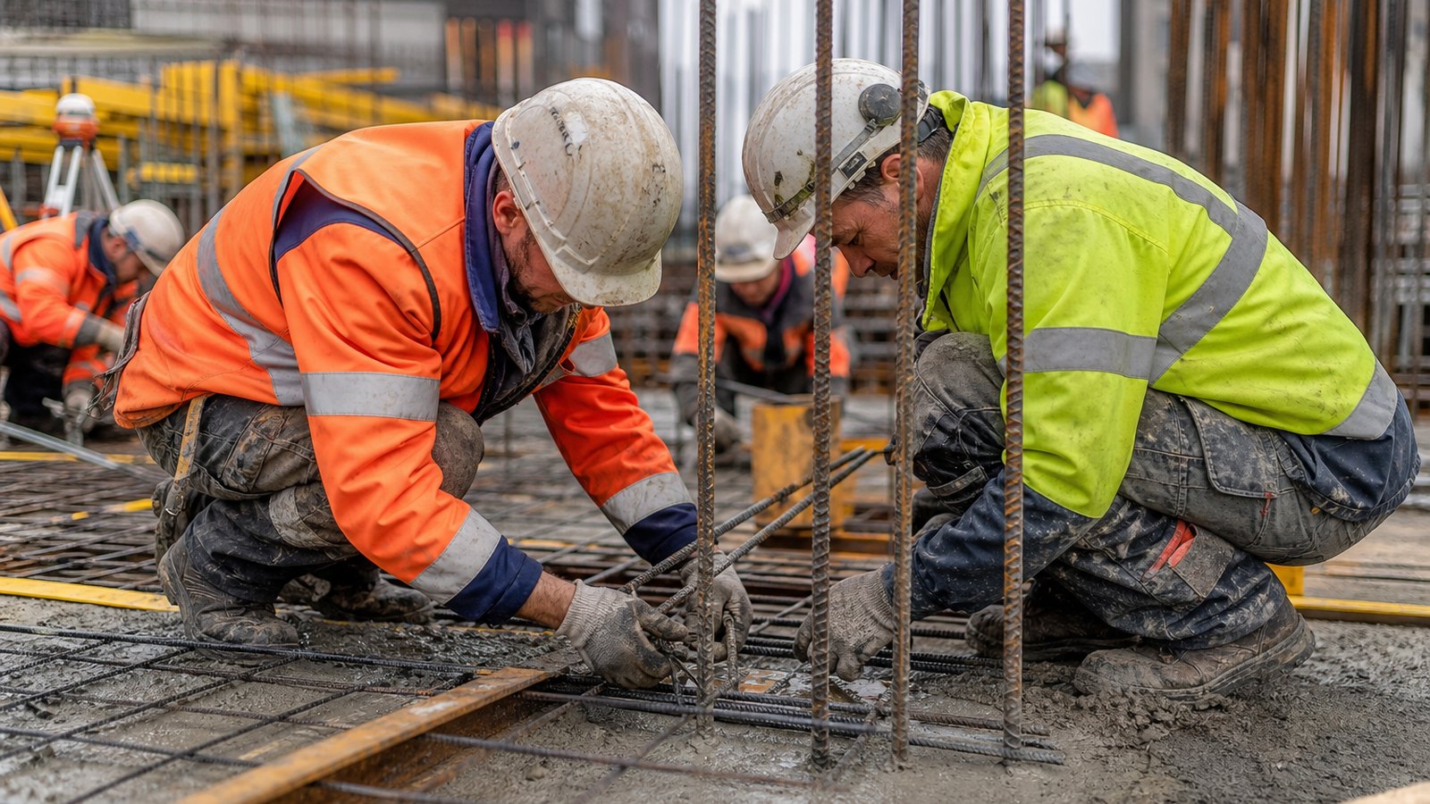 Équipe de compagnons présents sur un chantier